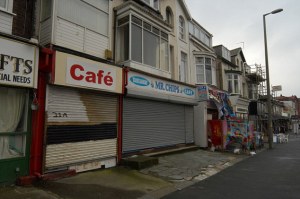 Closed and run down shops in Blackpool, Lancashire